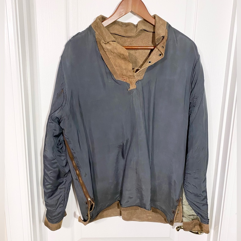 60s Handmade Mexican Suede Tunic Jacket Vintage Tan Large - Picture 3 of 16